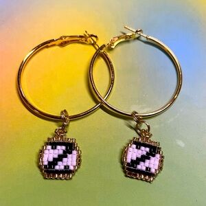 BEADED INITIAL HOOP EARRINGS- "Z"